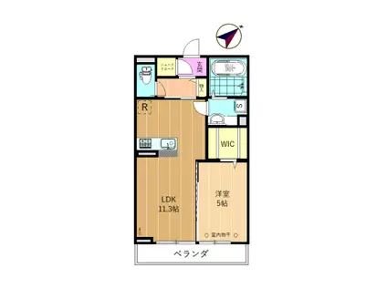 SERENE SUN(1LDK/2階)の間取り写真