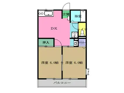 エッセンハイム(2DK/2階)の間取り写真