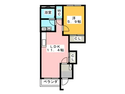 スターライト南館(1LDK/1階)の間取り写真