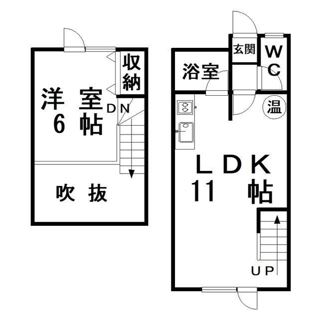 中央マンション(1LDK/1階)の間取り写真