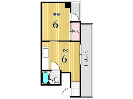 もとしろマンション(1DK/4階)の間取り写真