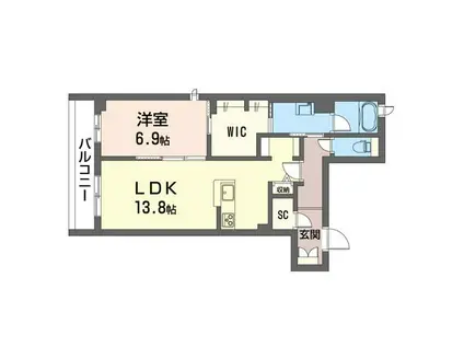 ラフィナート(1LDK/3階)の間取り写真