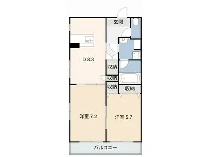 プレイン安城(2DK/4階)の間取り写真