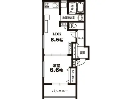 レユシール金田I(1LDK/2階)の間取り写真