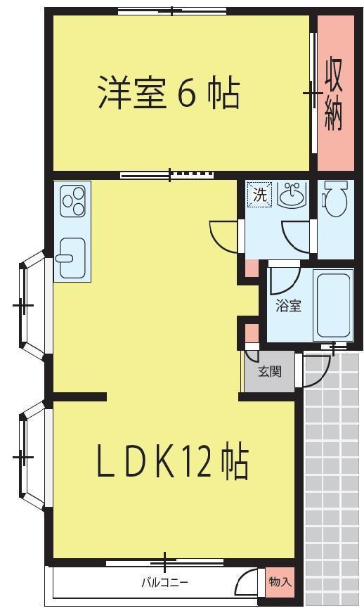 メゾンきむら(1LDK/1階)の間取り写真