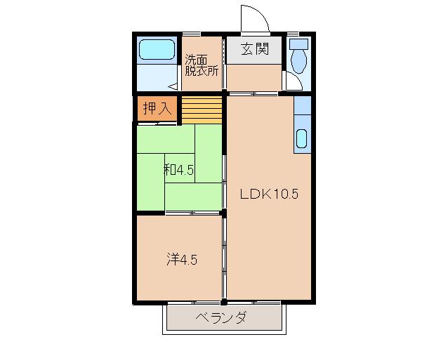 わかやま電鉄貴志川線 大池遊園駅 徒歩38分 2階建 築25年(2LDK/2階)の間取り写真