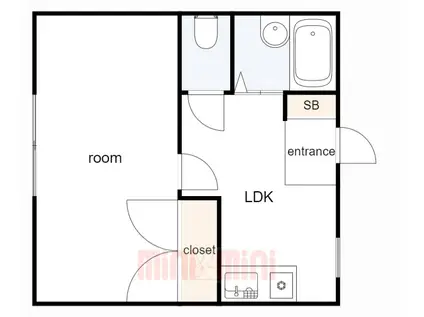 石町ハイツ(1LDK/1階)の間取り写真