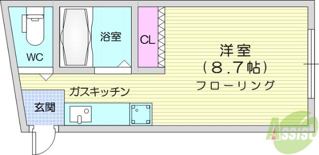 長屋アパートメントHACHI(ワンルーム/2階)の間取り写真