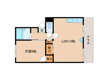 ラフィーネ信貴II(1LDK/1階)の間取り写真