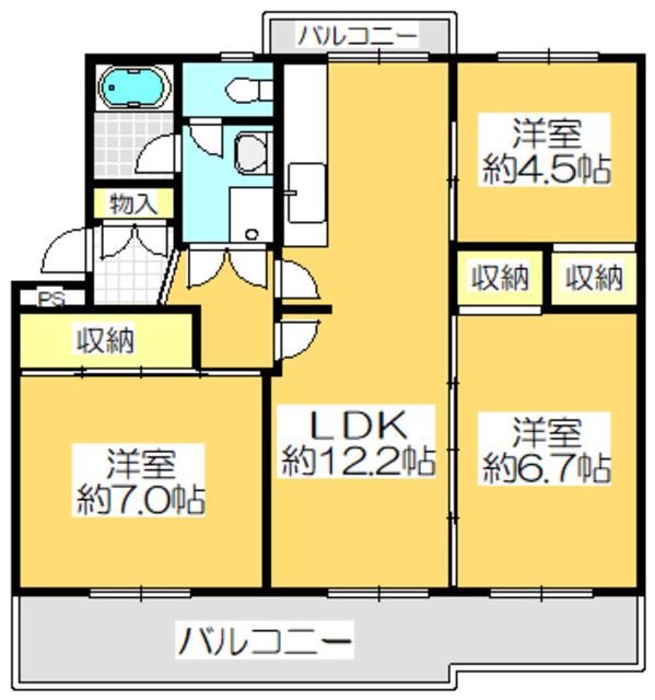 ヴィラナリー屋島 5号棟(3LDK/5階)の間取り写真
