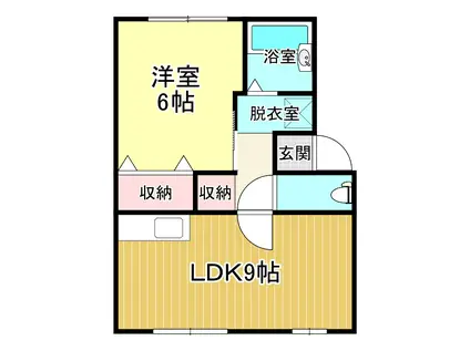 新潟県新潟市中央区 2階建 築37年(1LDK/1階)の間取り写真