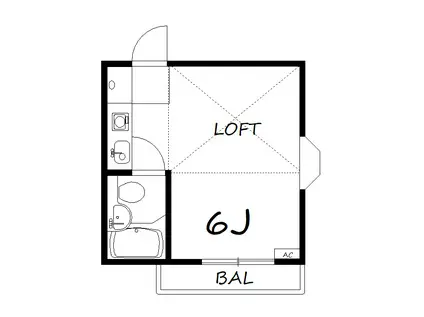 サンハウス(ワンルーム/2階)の間取り写真