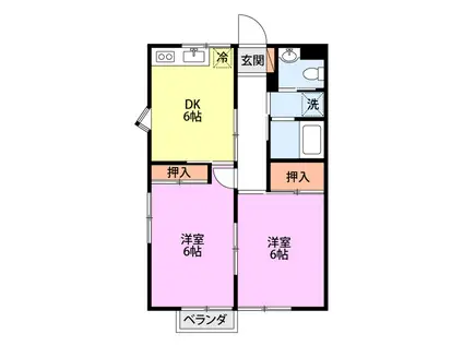 アルページュ今井(2DK/1階)の間取り写真