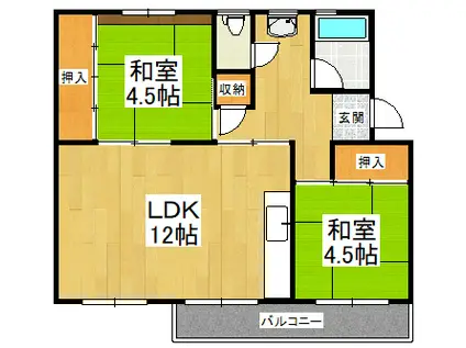 狭山3号棟(2LDK/3階)の間取り写真