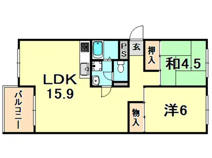 芦屋浜高層 高浜(2LDK/3階)の間取り写真