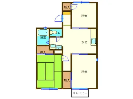 川崎コーポ(3DK/2階)の間取り写真