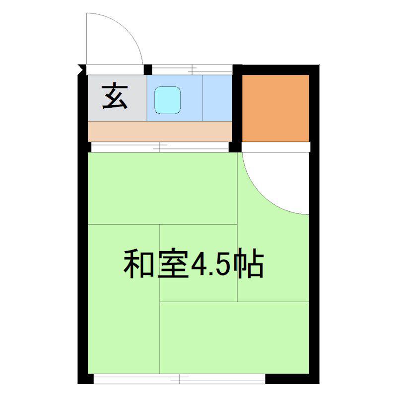 フラワーハイム A棟(1K/1階)の間取り写真