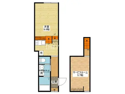 エルモーサ・キャトル(1SK/1階)の間取り写真