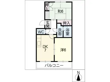 ハイツ笠山(2DK/2階)の間取り写真