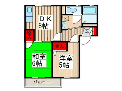 石橋ハイツC(2DK/2階)の間取り写真