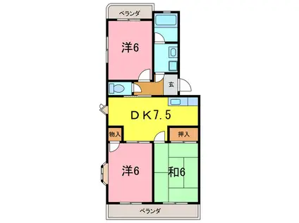 サマーブリーズII(3DK/3階)の間取り写真