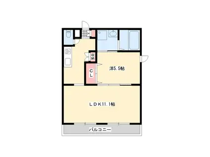 ベルフラワー嵐山(1LDK/3階)の間取り写真