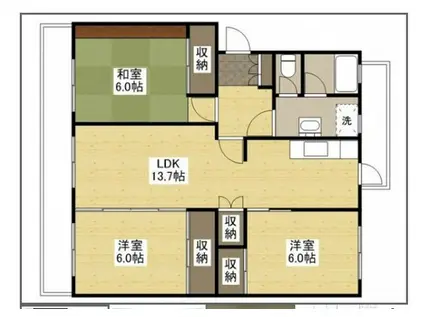 KSB KAIROEN C棟(3LDK/1階)の間取り写真