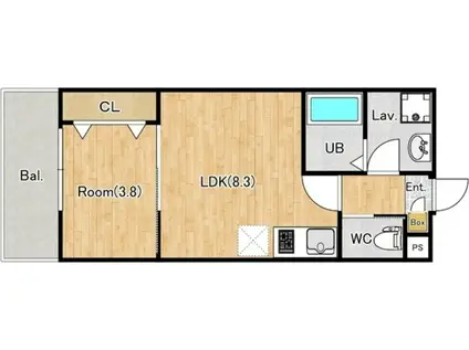 ジーメゾン海老名門沢橋(1LDK/1階)の間取り写真