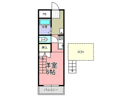 グリーンハイツ C棟(ワンルーム/2階)の間取り写真
