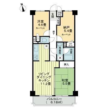 ライオンズマンション高崎(2SLDK/5階)の間取り写真