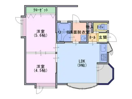 ニュークリスタル(2LDK/2階)の間取り写真