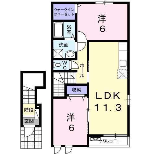 コモド・ジャルダン(2LDK/2階)の間取り写真