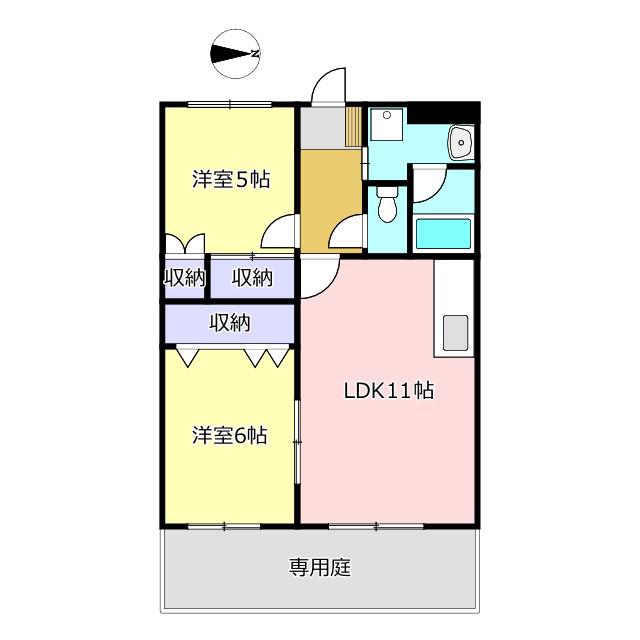 エバーグランディール(2LDK/1階)の間取り写真