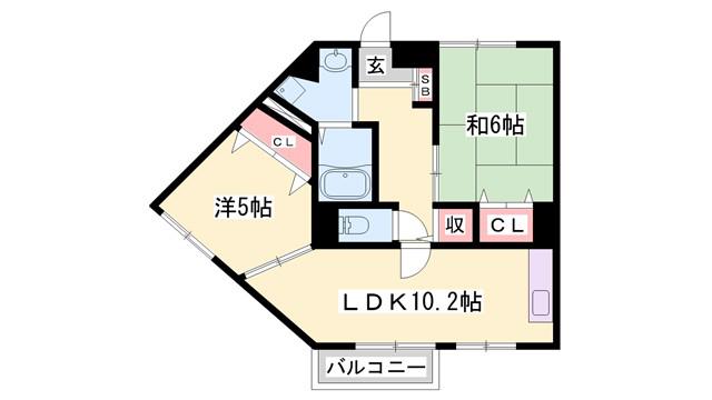サンセールIII(2LDK/2階)の間取り写真