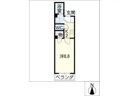 フロール・アサクラ(1K/2階)の間取り写真