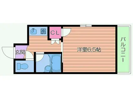 サンライズミナミ(1K/4階)の間取り写真