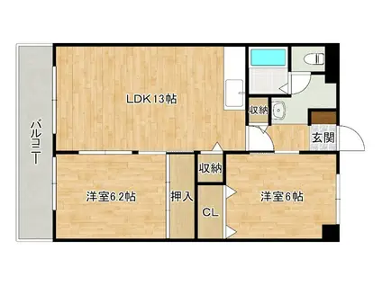 ふぁみーる志徳(2LDK/2階)の間取り写真