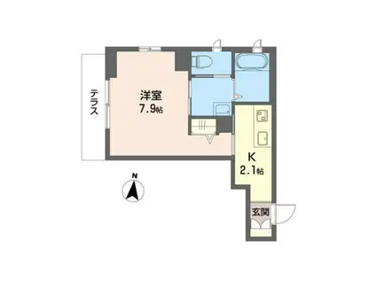 キャッスルユウVI(1K/1階)の間取り写真