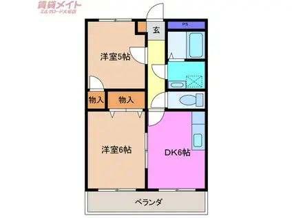 センチュリーオーシャン(2DK/1階)の間取り写真