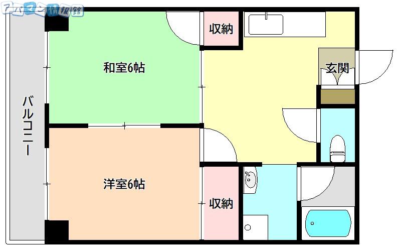 レジデンス学校町(2DK/3階)の間取り写真
