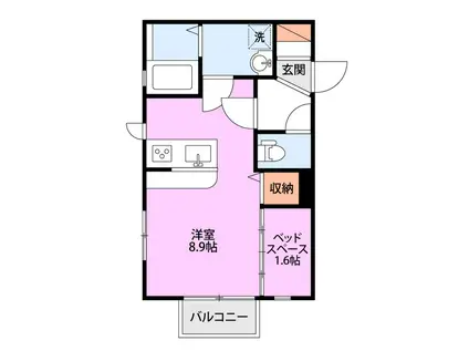 クラレット(ワンルーム/1階)の間取り写真