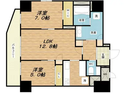 玉造BASE(2LDK/6階)の間取り写真