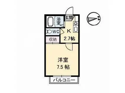サニーヒルズB(1K/1階)の間取り写真