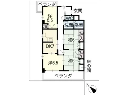 東マンション(4DK/7階)の間取り写真
