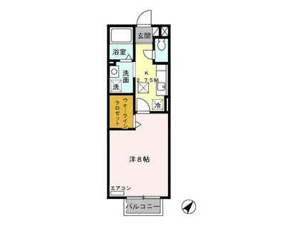 クレールアヴニールB(1K/1階)の間取り写真