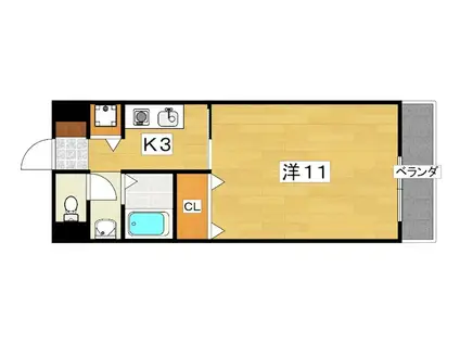 リューズ発春(1K/2階)の間取り写真