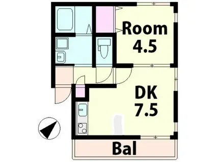 SOMA(1DK/2階)の間取り写真