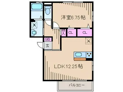 プロスペラル橘(1LDK/1階)の間取り写真