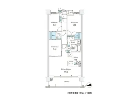 パークシュロス芦屋(3LDK/4階)の間取り写真