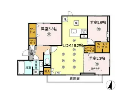 ディールームグラース(3LDK/2階)の間取り写真